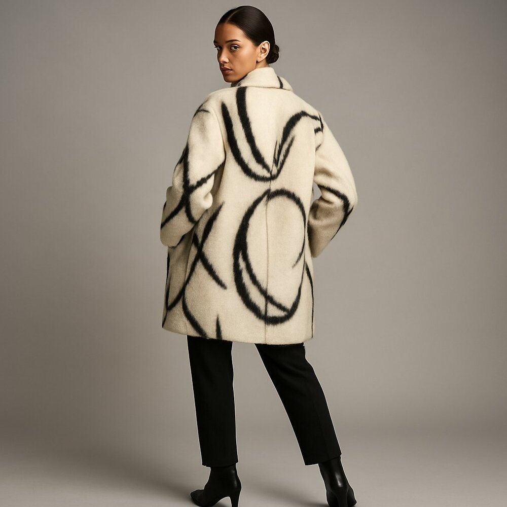 BANANA REPUBLIC XO Alpaca Wool Coat in Cocoon SZ S - Picture 2 of 5